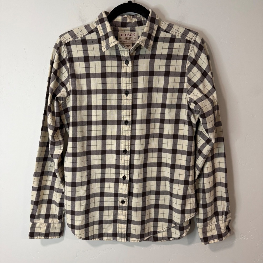 Filson Womens Alaskan Guide Shirt Plaid Button Down Medium Brown Cotton
